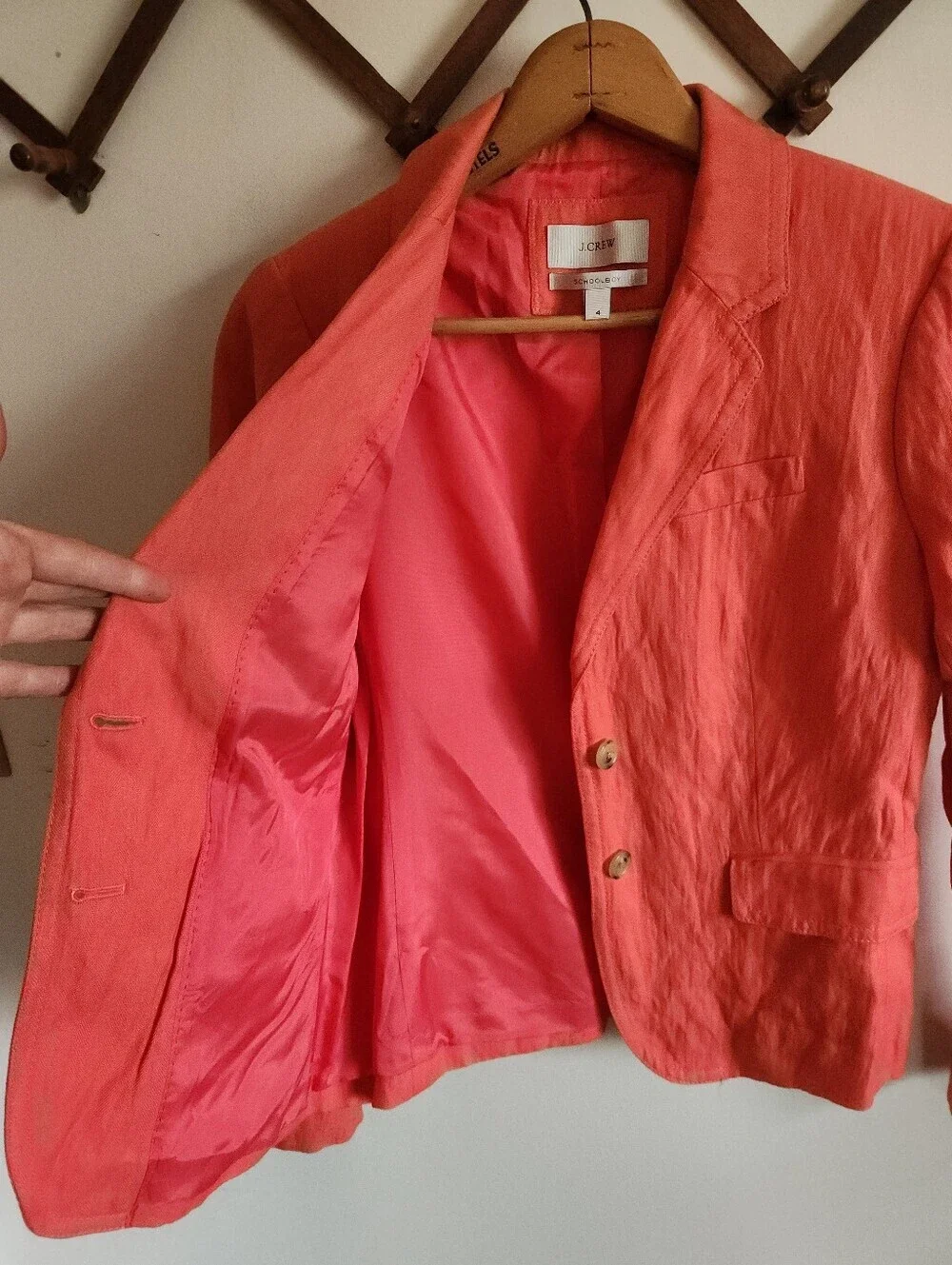 J. Crew Schoolboy Coral Viscose Blend Blazer Jacket Lined Thick Small 4